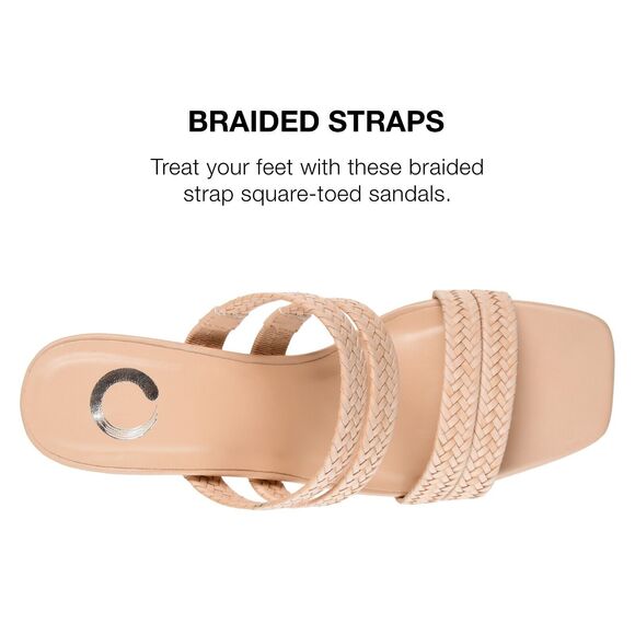 Journee Collection Women's Natia Open Square Toe Block Heel Sandals, Tan, 9M - Picture 3 of 4